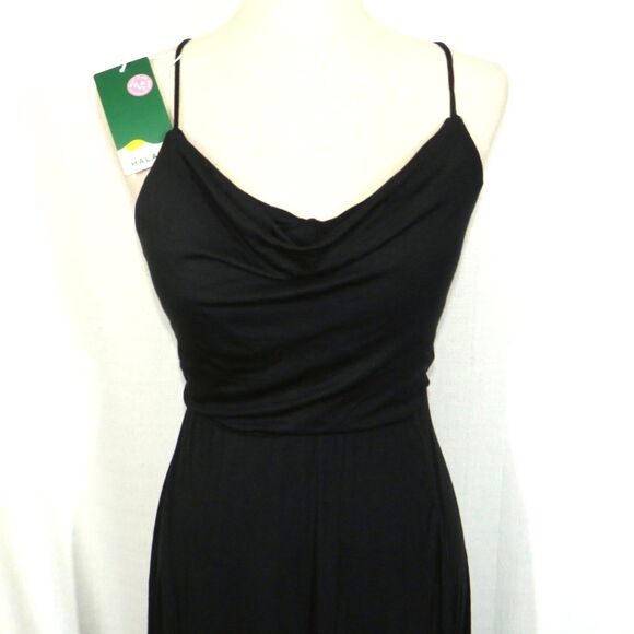 Halara Soft Stretchy Draped Neck Open Back Lace Up Padded Maxi Dress Size Large - Picture 6 of 11